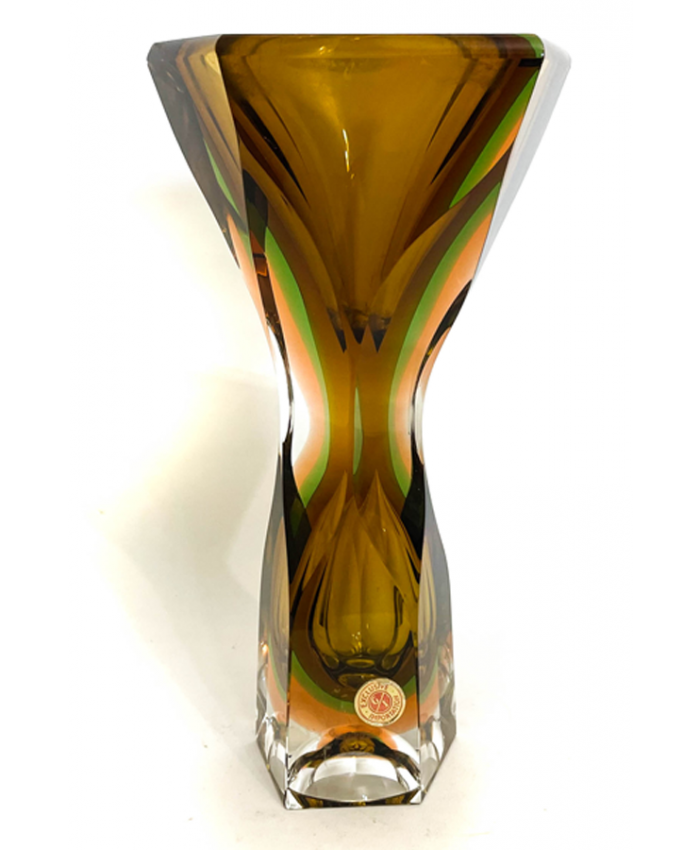 Broušená váza Murano, sommerso efekt